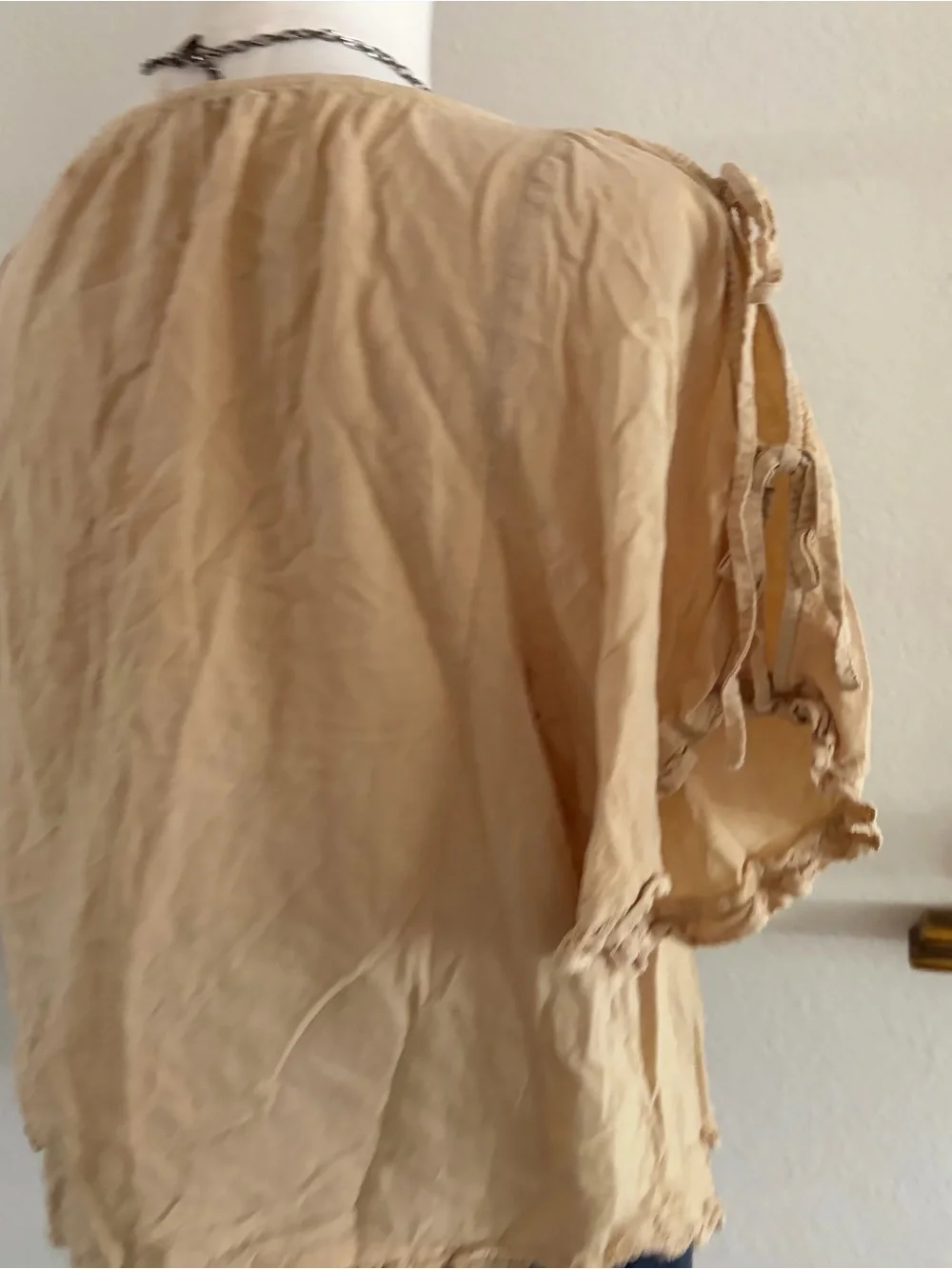 Free People Beige flowy Peasant Top
